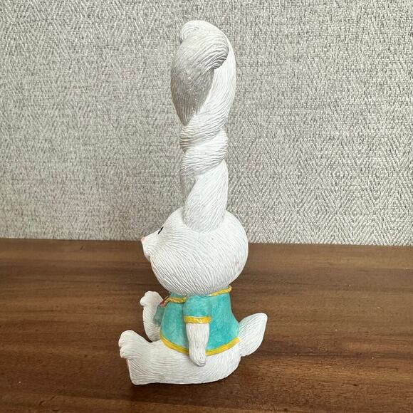 VTG Easter Bunny Figurine With Flower‎ Wire Basket And Colorful Ceramic Eggs - Picture 13 of 16